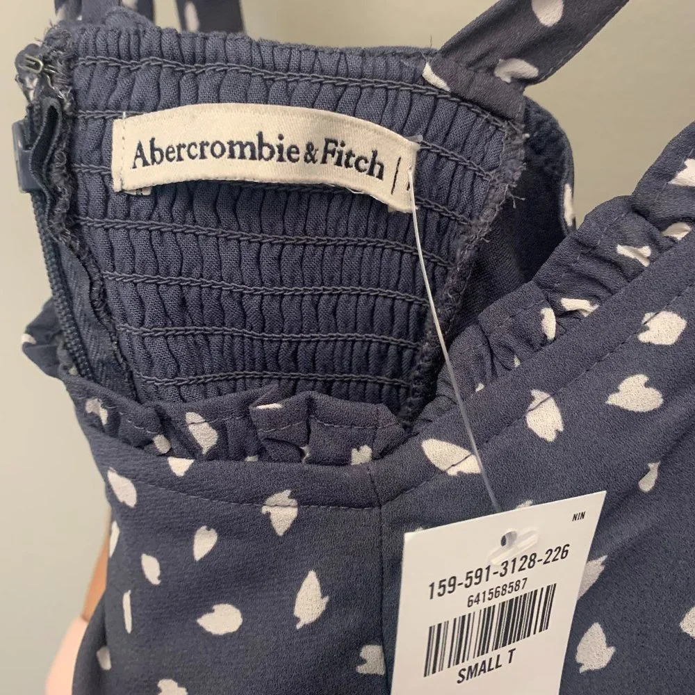 Abercrombie & Fitch Navy Polka Dot Midi Dress - Picture 5 of 5